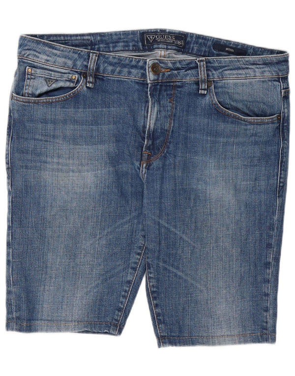 Guess Mens Denim Shorts W36 Large Blue Cotton