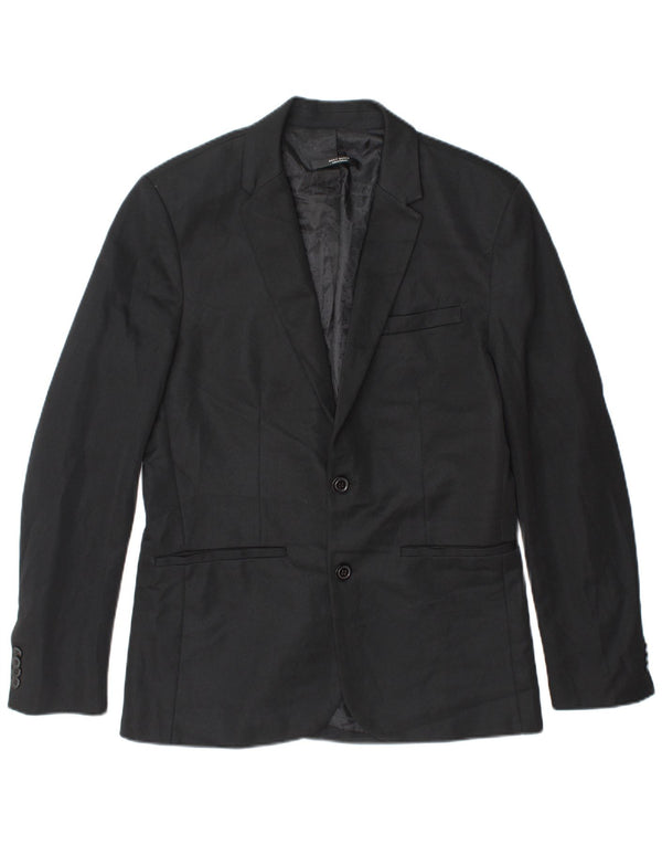 Blazer pentru bărbați Zara, cu 2 nasturi, UK 40, mare, negru, poliester