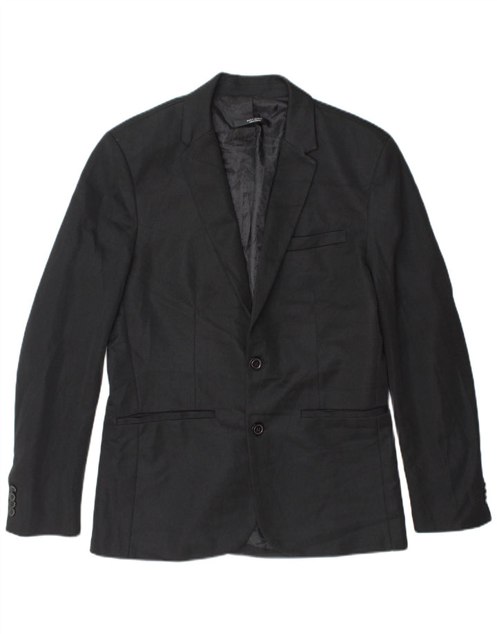 Blazer pentru bărbați Zara, cu 2 nasturi, UK 40, mare, negru, poliester