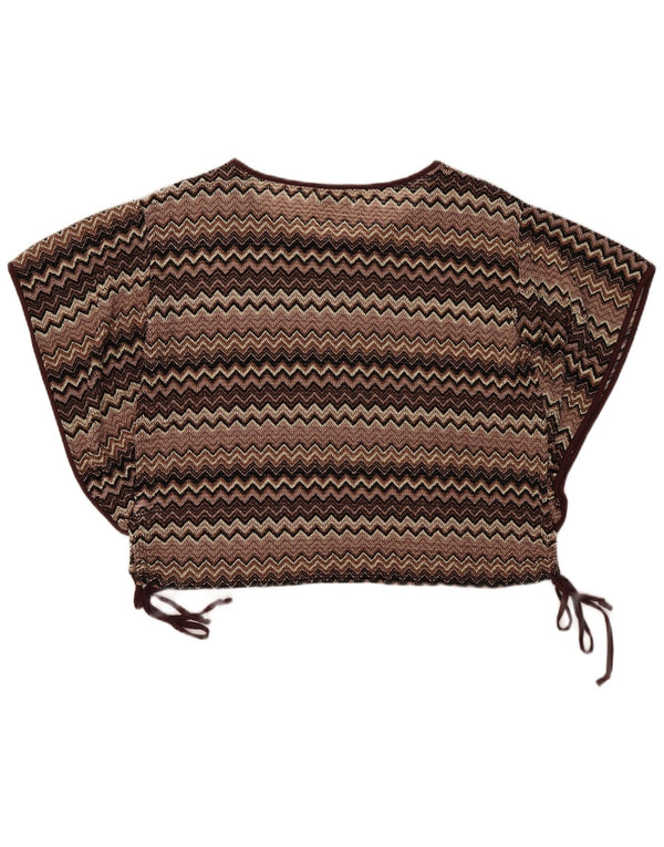 Bluză supradimensionată pentru femei Mizumi Batwing Top UK 10 Small Brown Chevron