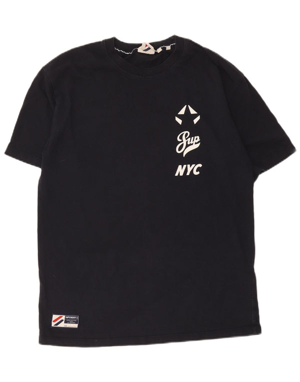 Tricou cu grafic supradimensionat Superdry pentru femei Top UK 10 mic bumbac bleumarin