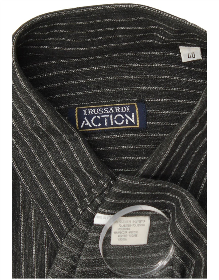 Cămașă Trussardi pentru bărbați Mărimea 40 Poliester cu dungi negre medii