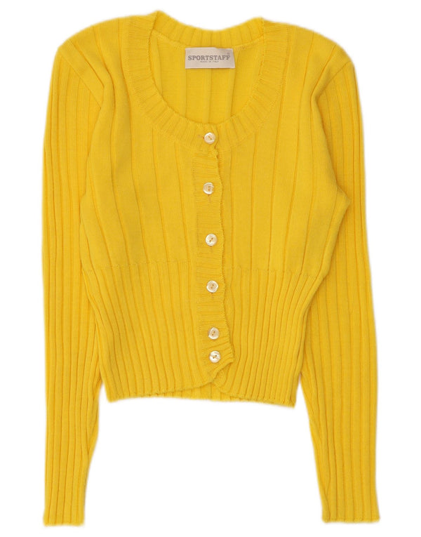 Sport Staff Pulover Crop Cardigan pentru Femei UK 10 Mic Galben