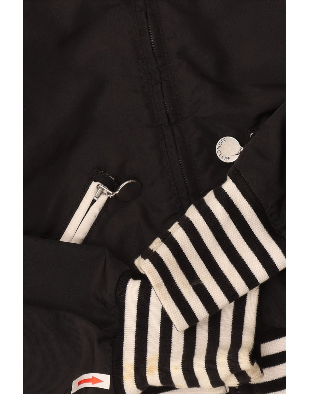 Jachetă Bomber Crop pentru fete Moncler 9-10 ani din poliamidă cu dungi negre
