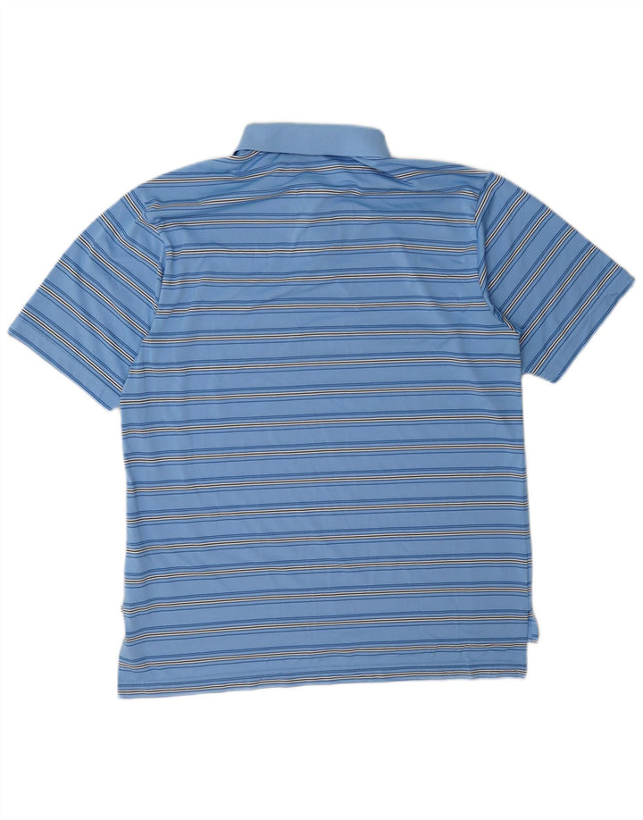 Tricou polo Adidas pentru bărbați, poliester cu dungi mari, albastre