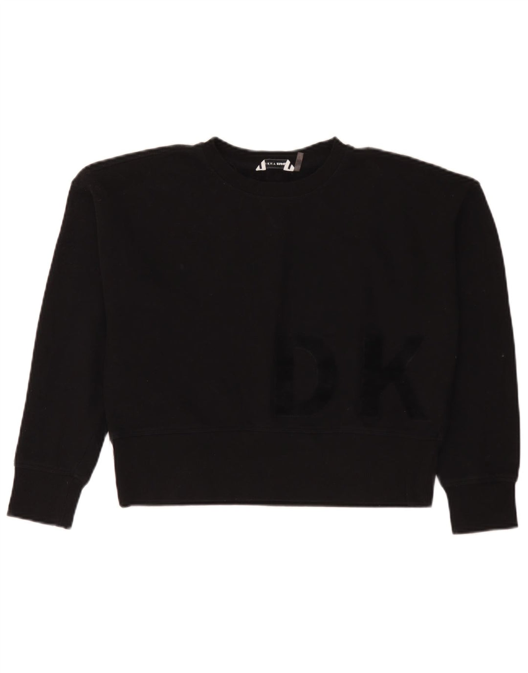 Dkny Pulover oversize Crop Graphic pentru femei UK 10 Mic Negru