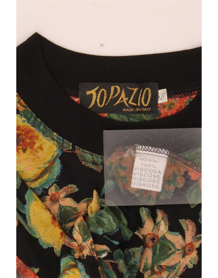 Topazio Bluză Femei Top UK 14 Medium Multicolor Floral Viscose