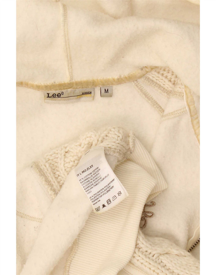 Pulover Lee pentru femei, cu fermoar, din bumbac alb, mediu, UK 14