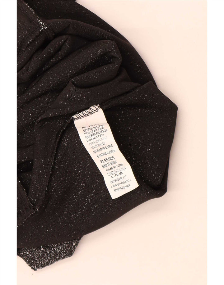 Body de damă vintage fără mâneci UK 8 mic poliester negru cu pete
