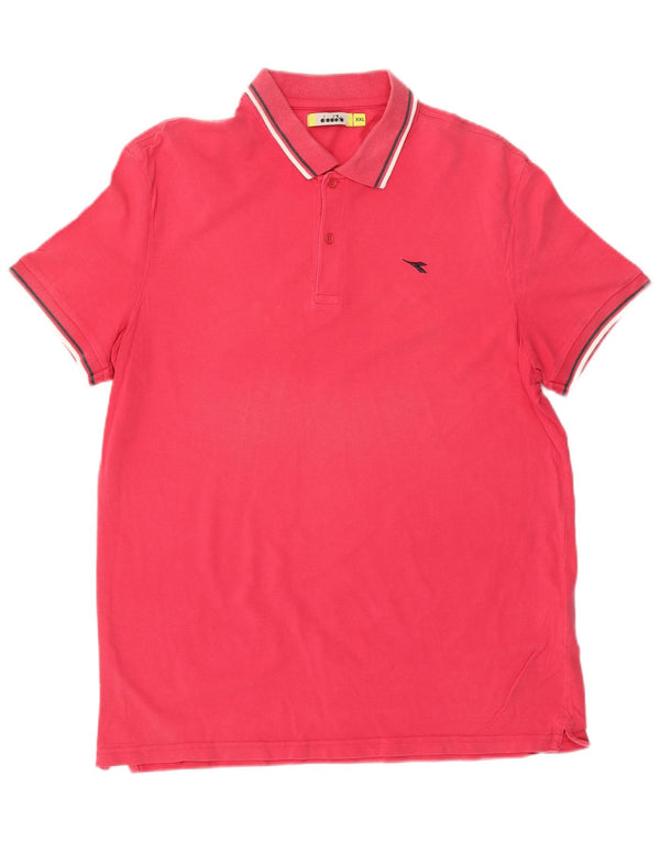 DIADORA Mens Polo Shirt 2XL Pink Cotton