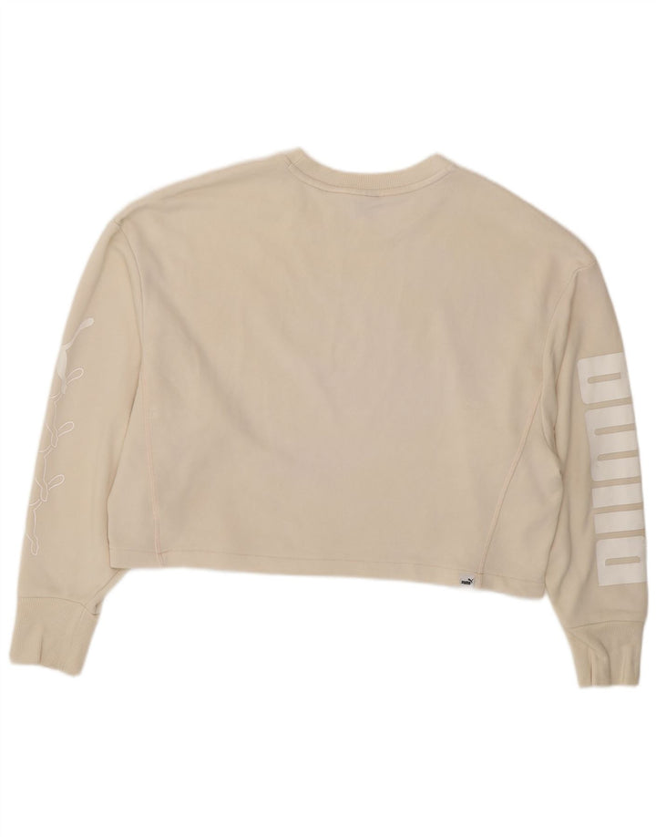 Pulover de hanorac oversized Crop Graphic pentru damă Puma UK 16 Large Bej