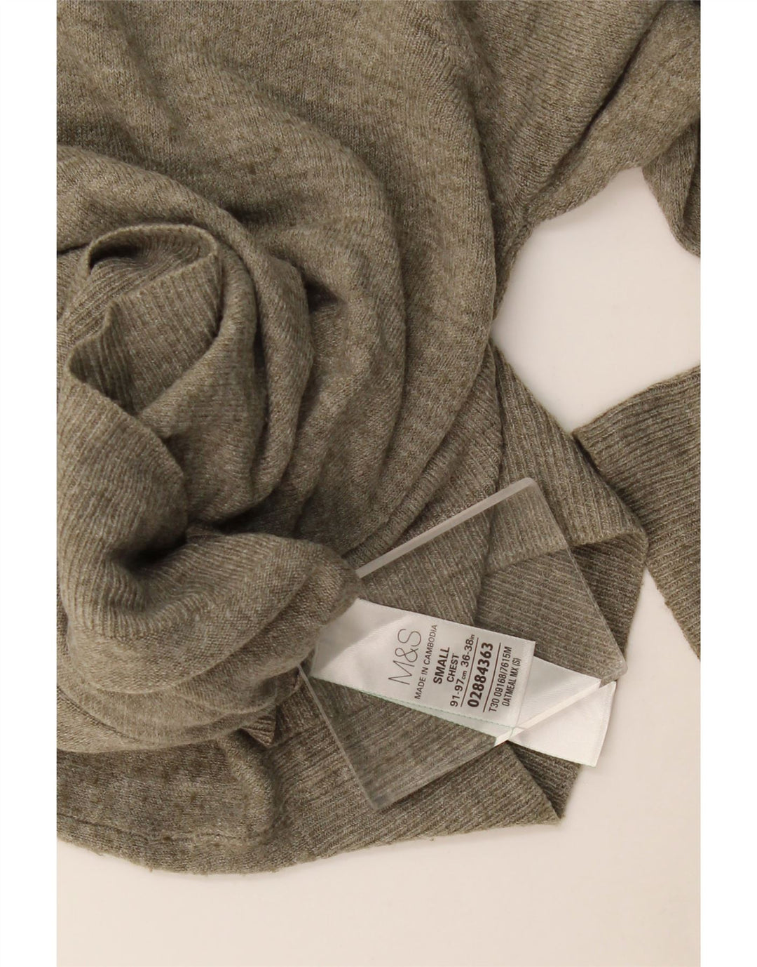 Pulover pentru bărbați Marks & Spencer, cu decolteu în V, din acrilic cu pete mici kaki