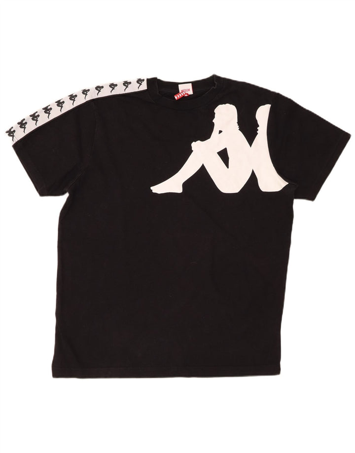 Tricou grafic KAPPA pentru bărbați Top mediu negru din bumbac color bloc
