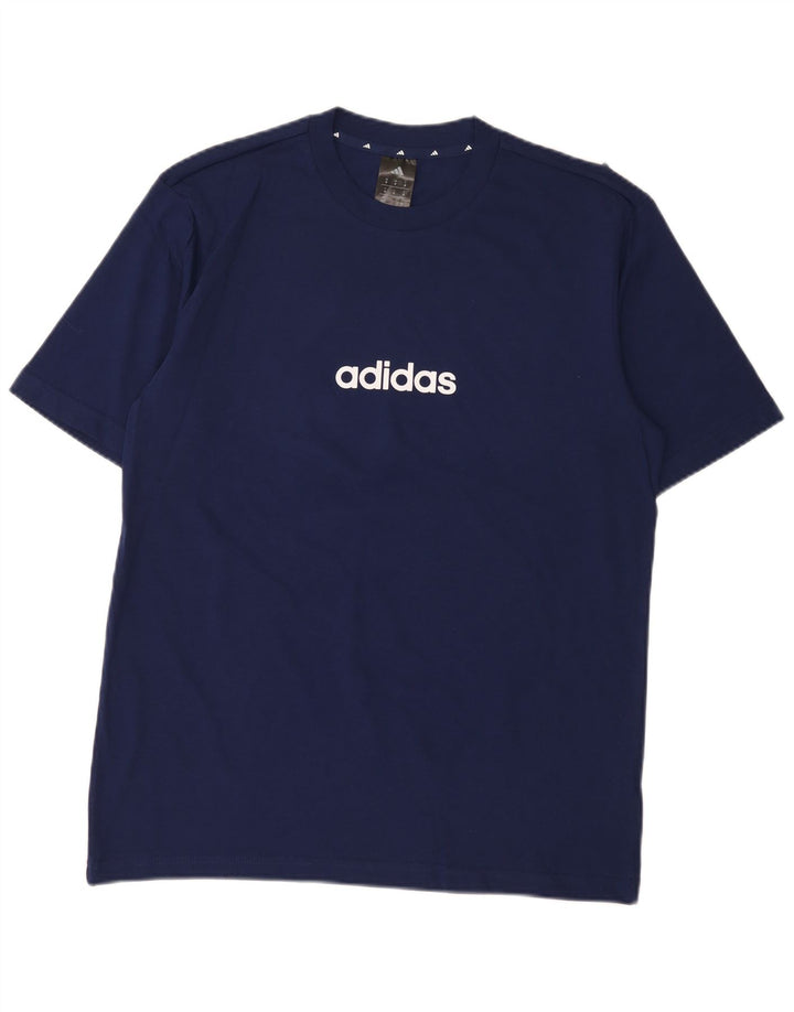 Tricou grafic pentru bărbați Adidas Top mediu din bumbac bleumarin
