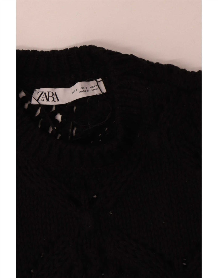 Bluză din tricot fără mâneci pentru femei Zara UK 10 Poliester negru mic
