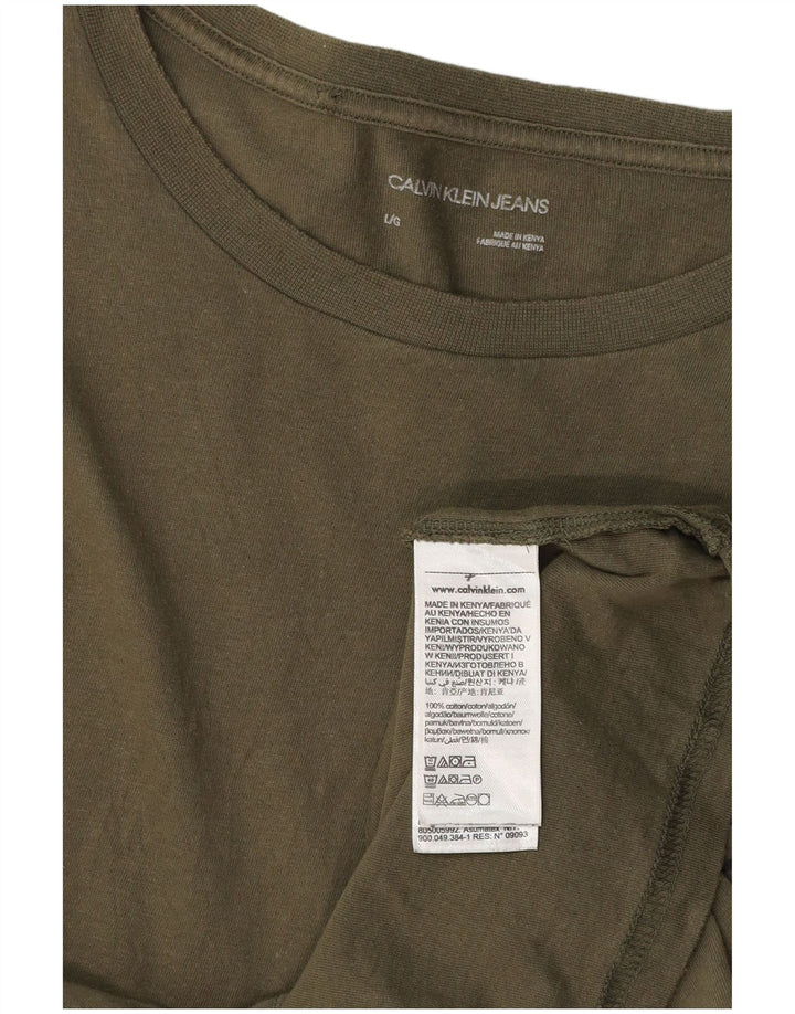 CALVIN KLEIN JEANS Tricou grafic pentru bărbați Top mare din bumbac kaki