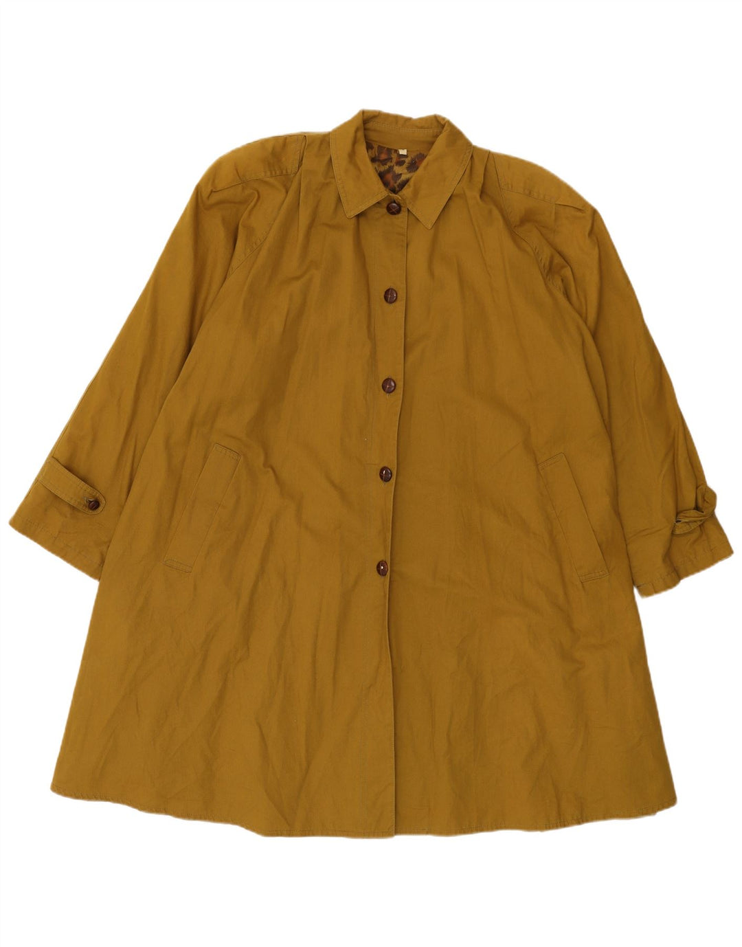 VINTAGE Pardesiu supradimensionat pentru femei UK 10 Small Khaki Acetat