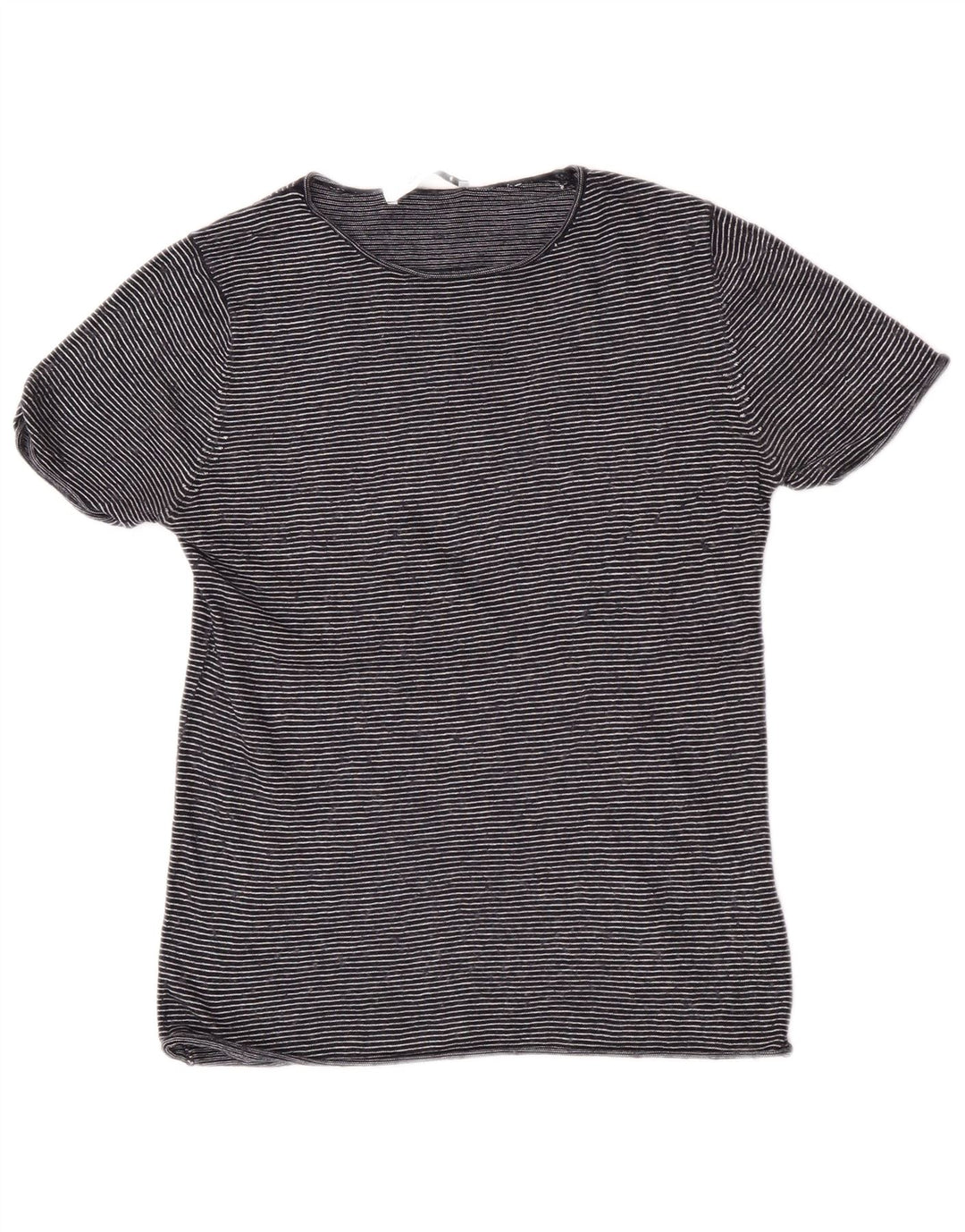 Top tricou pentru femei Zara UK 12 Medium Bleumarin cu dungi Modal