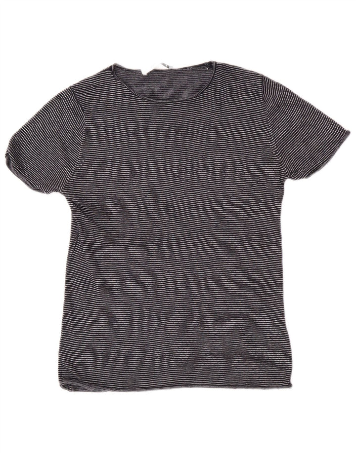 Top tricou pentru femei Zara UK 12 Medium Bleumarin cu dungi Modal