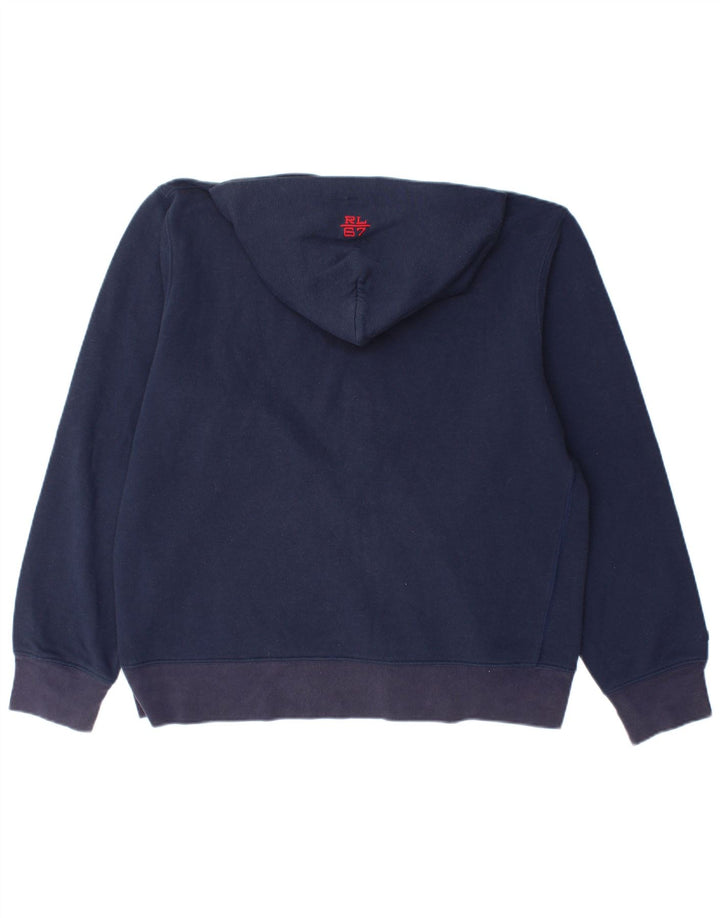 Pulover RALPH LAUREN pentru bărbați, cu grafică, cu fermoar, cu capota, mediu, bleumarin