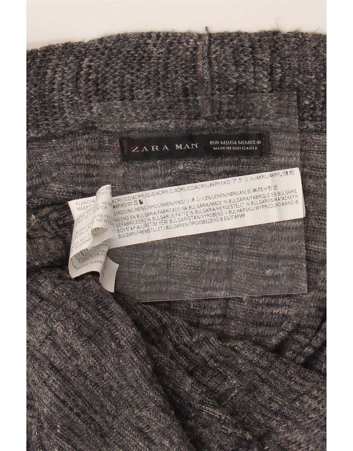 Pulover cardigan deschis pentru bărbați Zara, gri mediu, cu pete acrilice