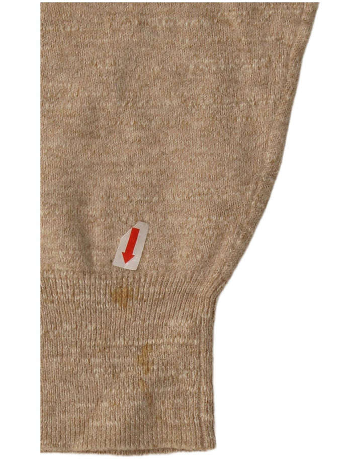 J. Crew Pulover pentru bărbați cu fermoar și gât, bumbac mic, bej