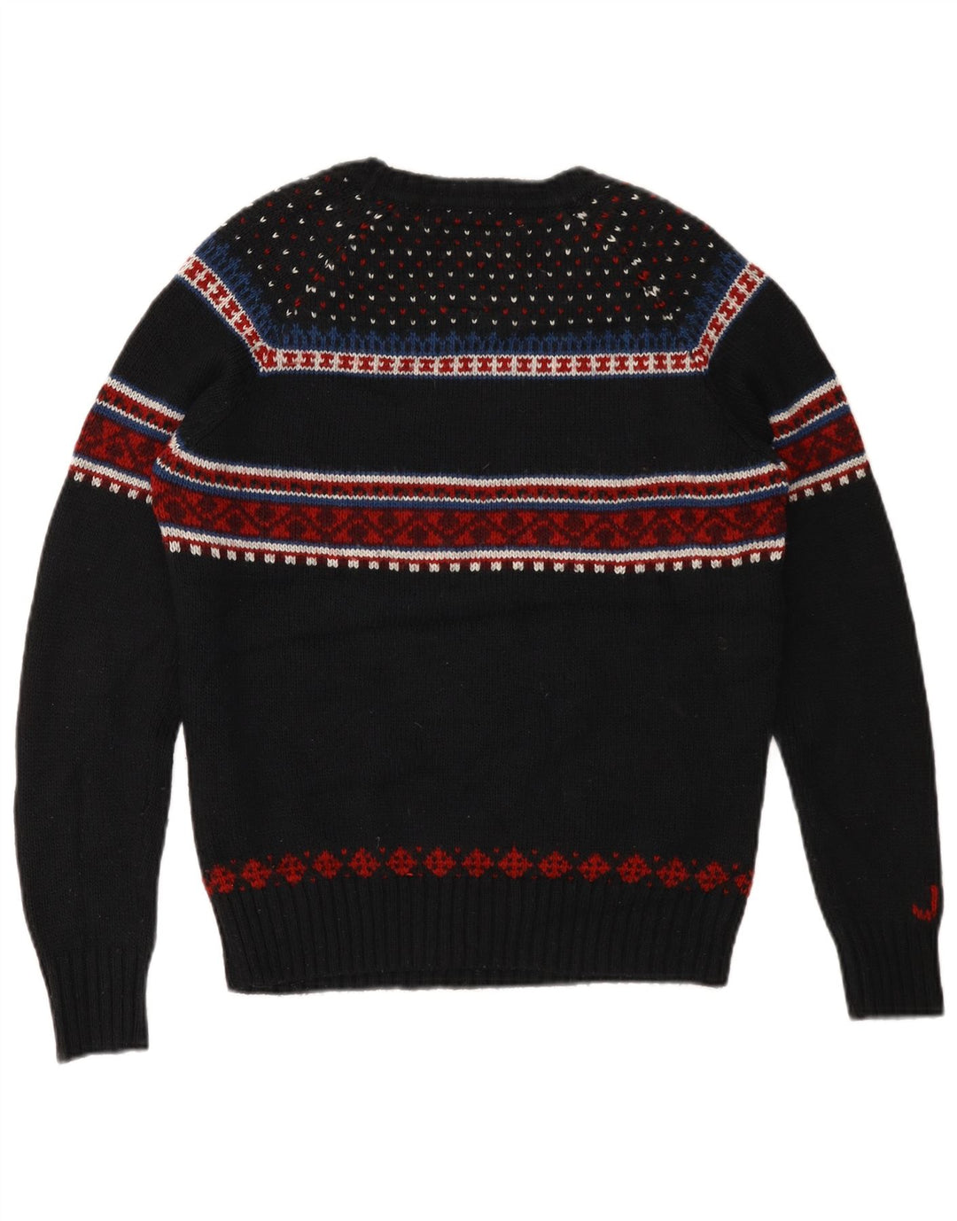 Pulover Superdry pentru bărbați cu grafică cu gât de barcă, mediu negru, Fair Isle