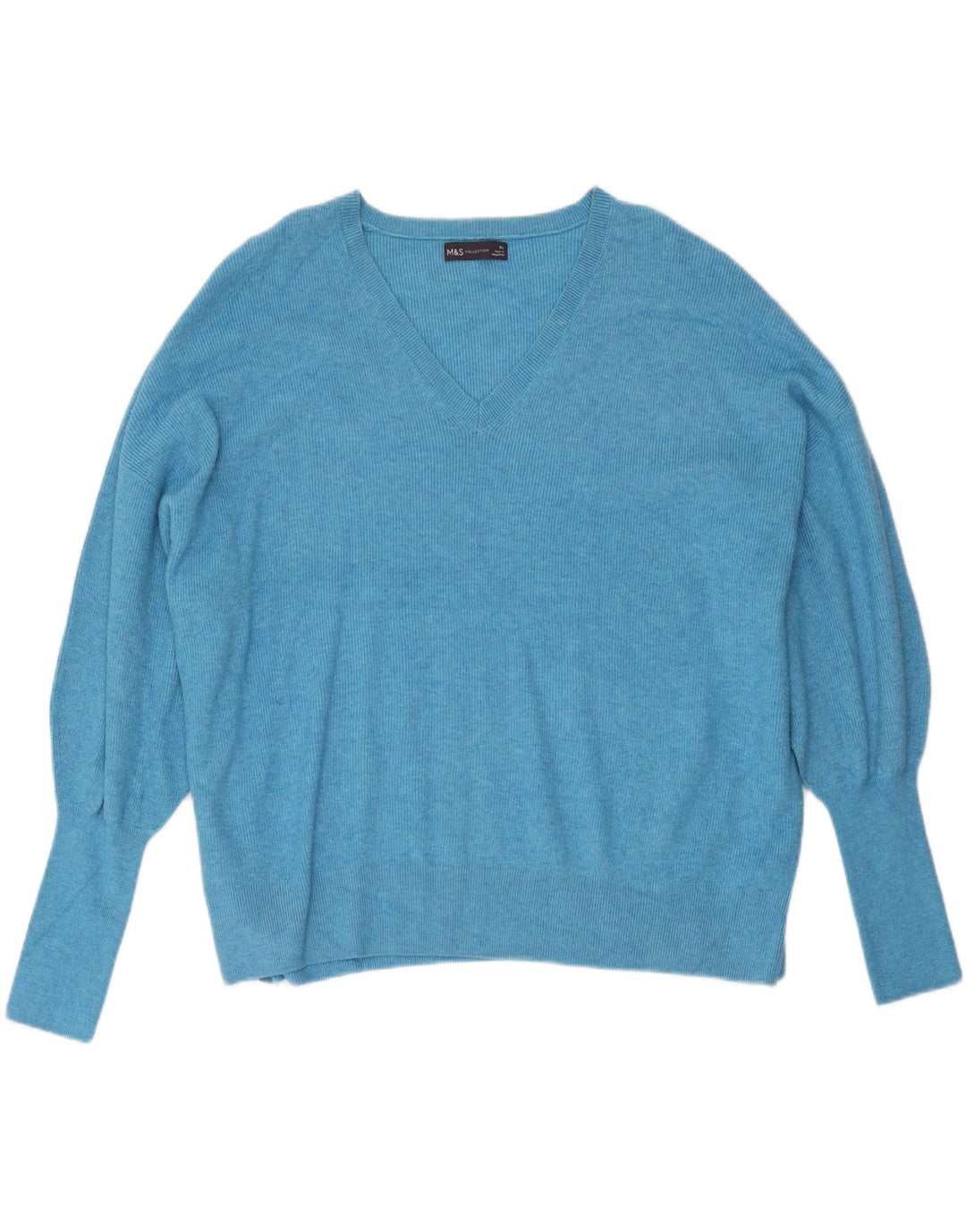 Pulover cu decolteu în V supradimensionat pentru femei Marks & Spencer UK 18 XL Albastru