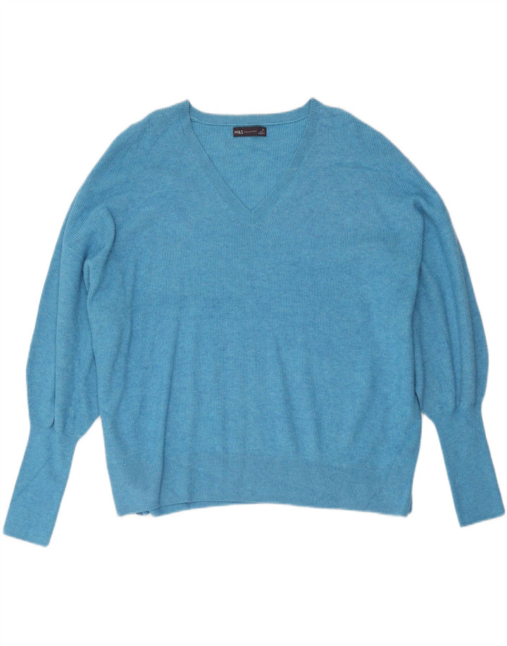 Pulover cu decolteu în V supradimensionat pentru femei Marks & Spencer UK 18 XL Albastru