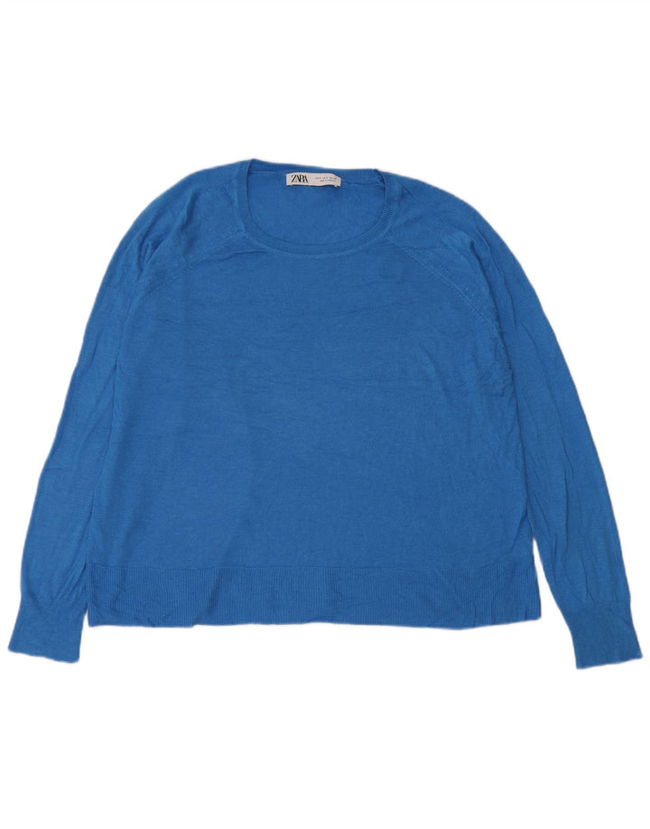 Pulover supradimensionat pentru femei Zara, cu gât de barcă, UK 10 Small Blue