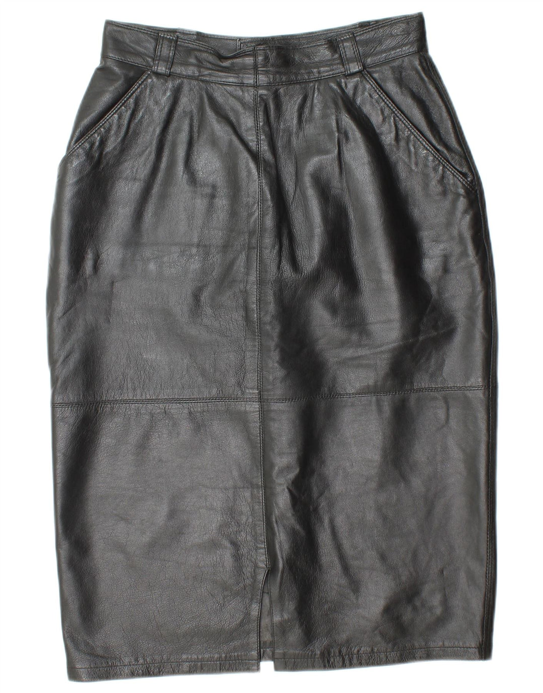 Fustă din piele cu talie înaltă pentru femei VINTAGE IT 44 Medium W26 Piele neagră