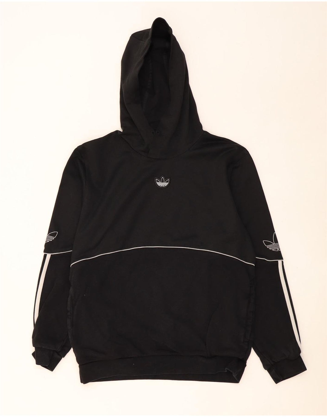 Pulover ADIDAS pentru bărbați cu glugă grafică, bumbac mediu negru