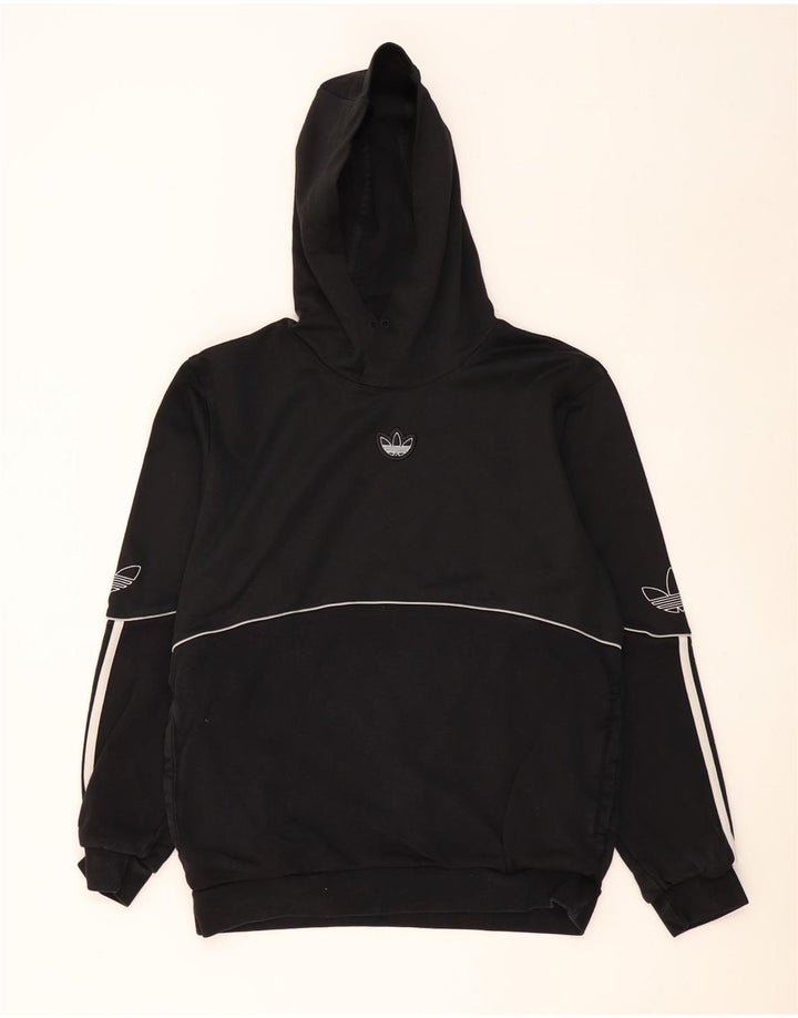 Pulover ADIDAS pentru bărbați cu glugă grafică, bumbac mediu negru