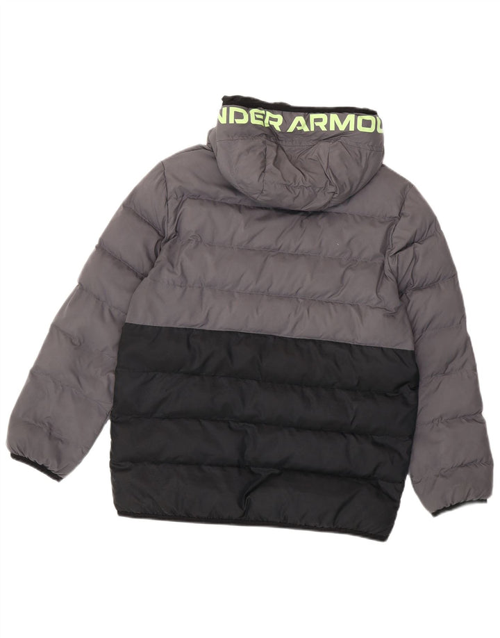 Jachetă căptușită cu glugă grafică Under Armour, pentru băieți, 12-13 ani, gri colorblock