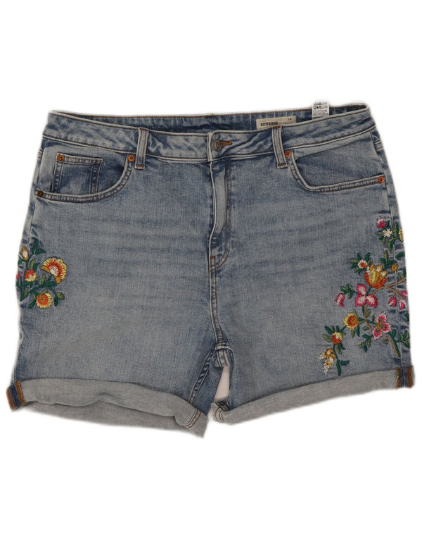 Marks & Spencer Pantaloni scurți din blugi pentru femei Boyfriend UK 16 Large W35 Blue Floral