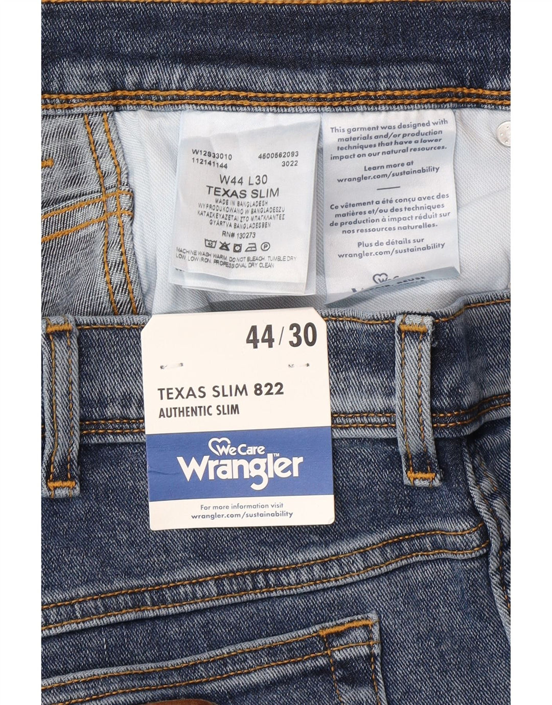 WRANGLER Blugi pentru bărbați Texas Slim W44 L30 Bumbac albastru