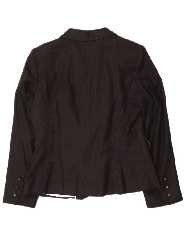 Marks & Spencer Womens 3 Button Blazer Jacket UK 14 Medium Black Linen