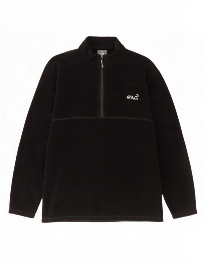 Pulover Jack Wolfskin pentru bărbați, cu fermoar și gât, poliester negru 2XL