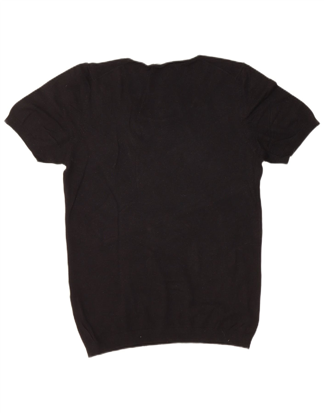 Pulover ZARA pentru bărbați, cu mânecă scurtă, cu gât de barcă, negru mediu