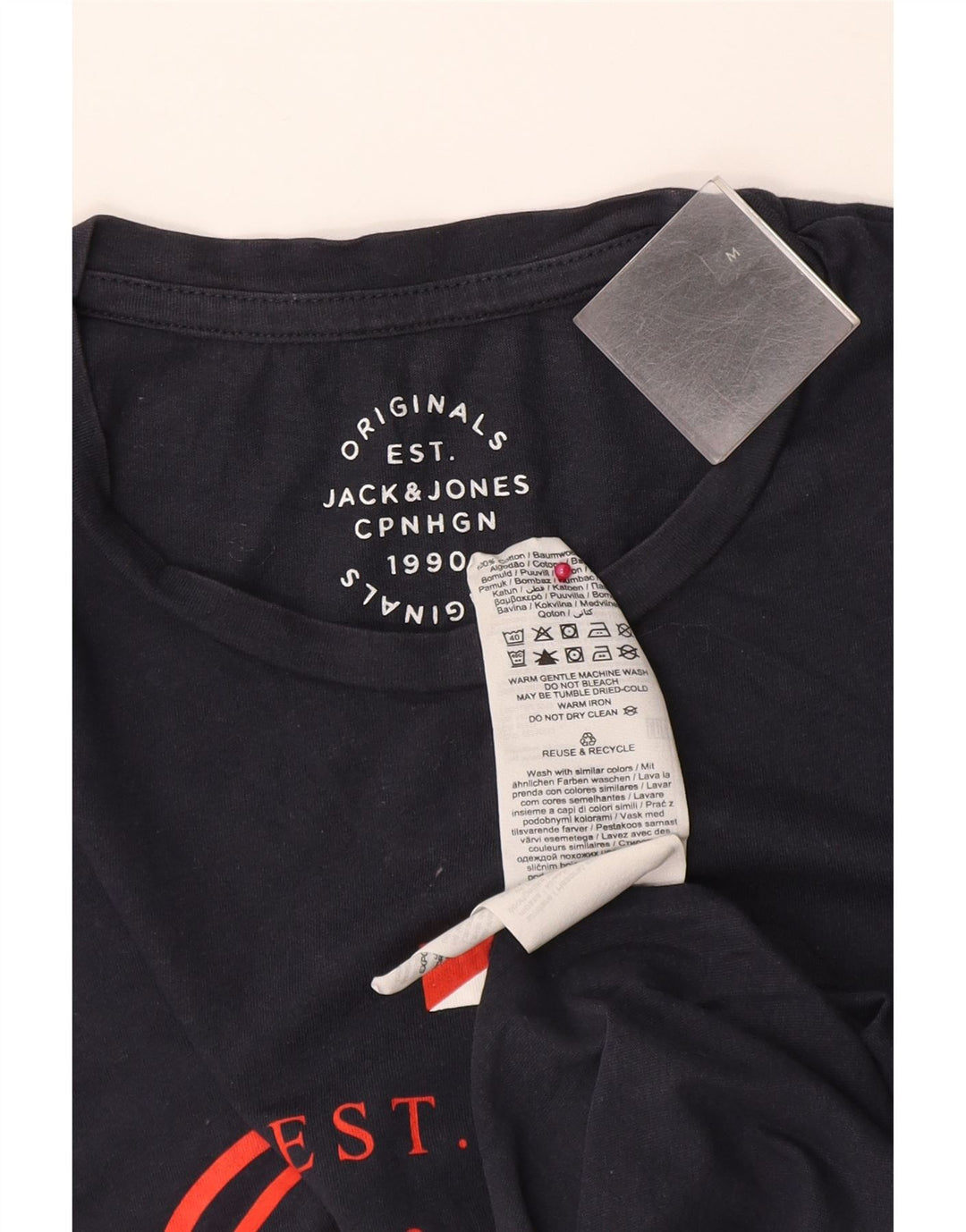 Tricou grafic Jack & Jones pentru bărbați Top mediu din bumbac bleumarin