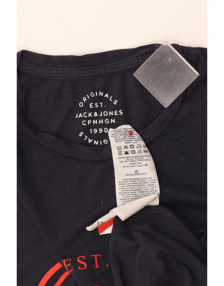 Tricou grafic Jack & Jones pentru bărbați Top mediu din bumbac bleumarin