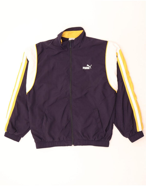 Jachetă de trening Puma Loose Fit, pentru bărbați, din nailon colorblock, albastru marin mic