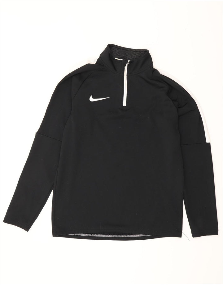 NIKE Mens Dri Fit Zip Neck Pullover Tracksuit Top Small Black Colourblock