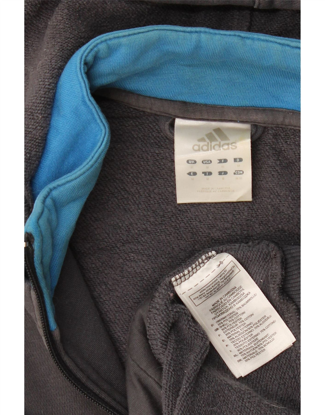 Pulover pentru bărbați ADIDAS Graphic Zip Hoodie, bumbac mediu gri