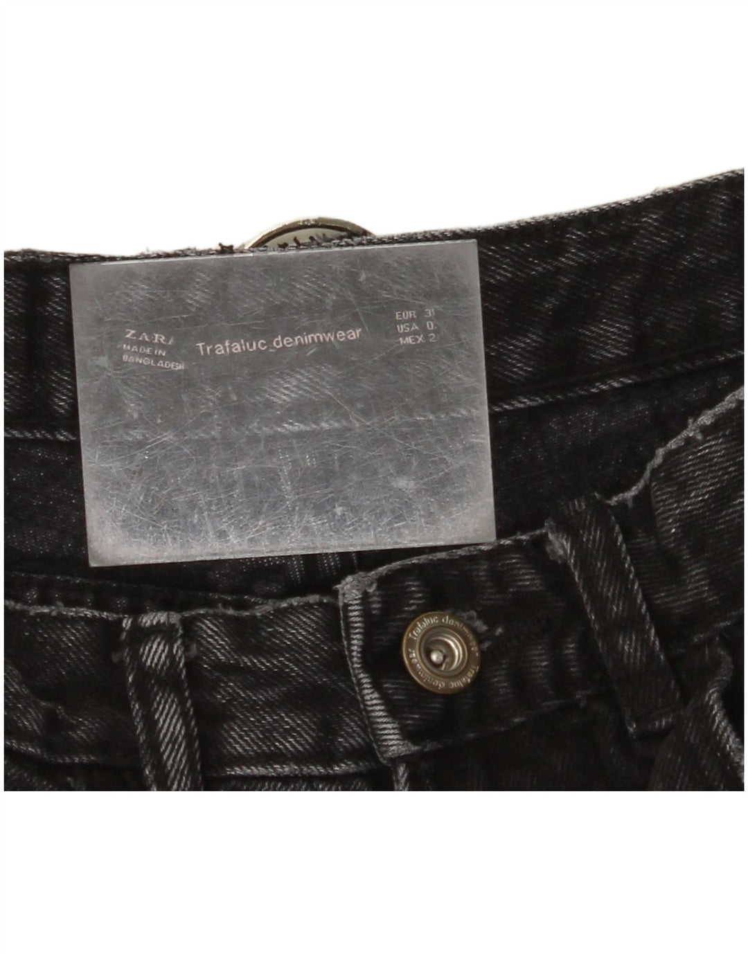 Pantaloni scurți ZARA Trafaluc Distressed Denim EU 34 2XS W24 Negru