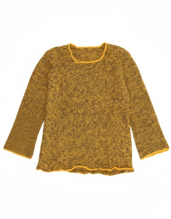 Pulover vintage pentru femei cu gât de barcă UK 10 mic galben pete