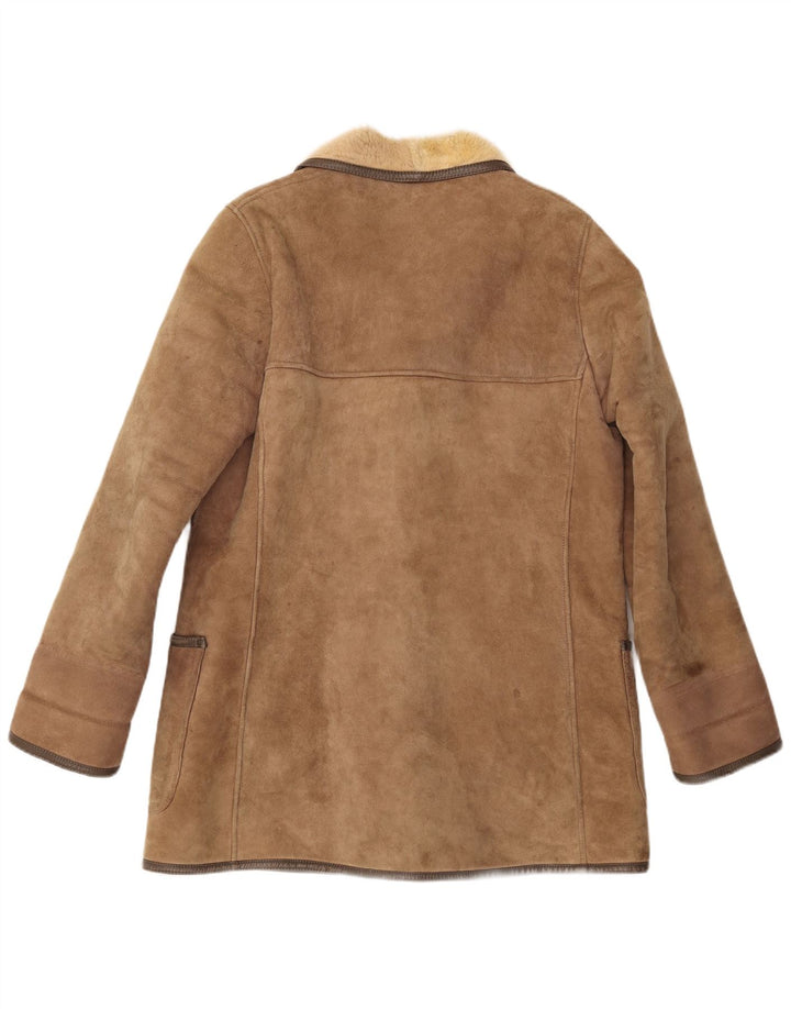 Palton vintage pentru femei din shearling UK 16 mare bej