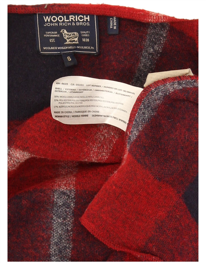 Pulover cardigan pentru femei Woolrich UK 10 Lână carouri roșie mici