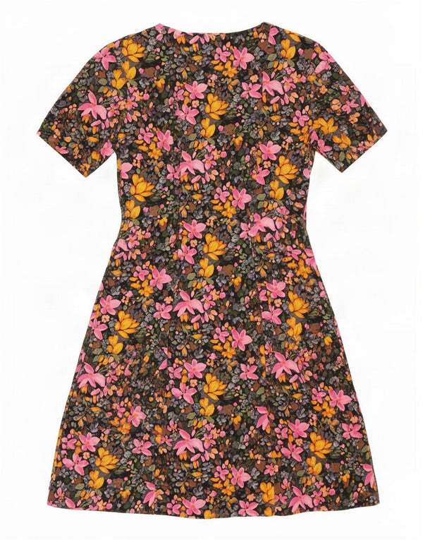 Vintage Womens A-Line Dress UK 12 Medium Multicoloured Floral