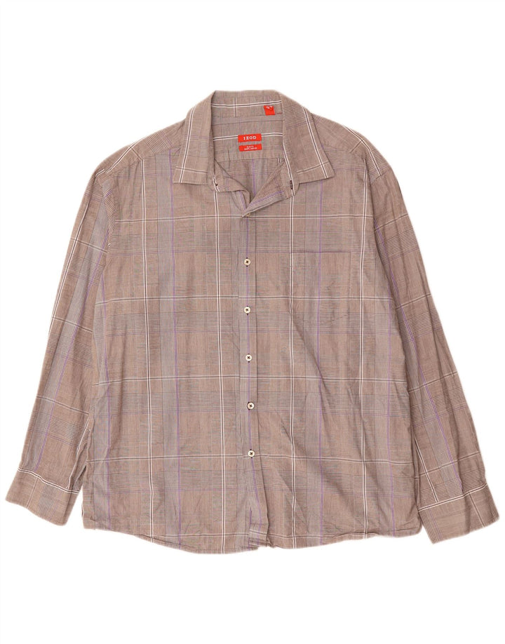 Cămașă pentru bărbați IZOD slim fit 2XL gri bumbac carouri